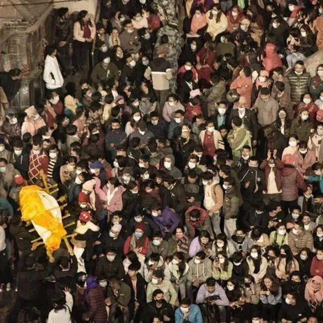 Aerial view of festival crowd